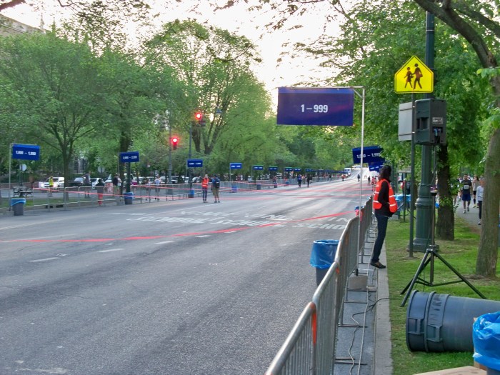 The corrals stand empty prior to the race